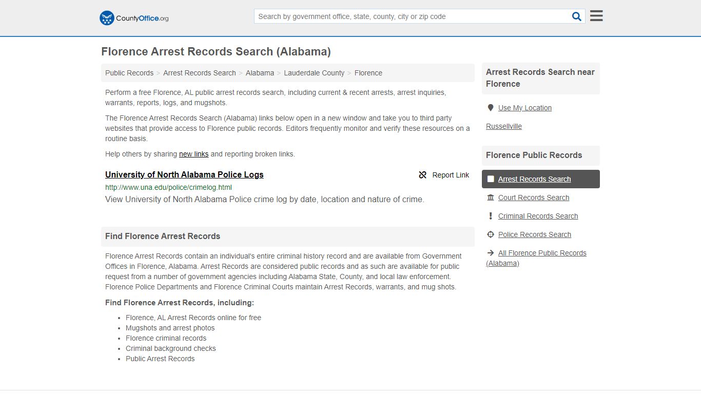 Arrest Records Search - Florence, AL (Arrests & Mugshots) - County Office